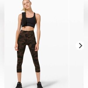 Lululemon Wunder Train High-Rise Crop Leggings in Camo Brown Earth Multi